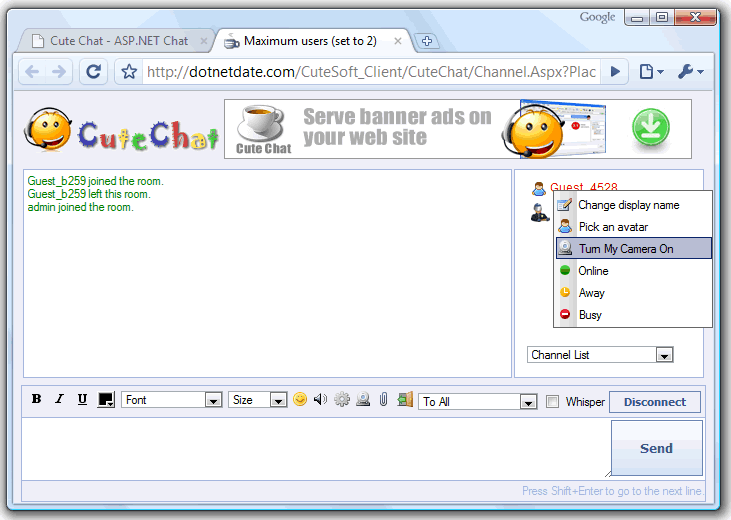 insta chat room software